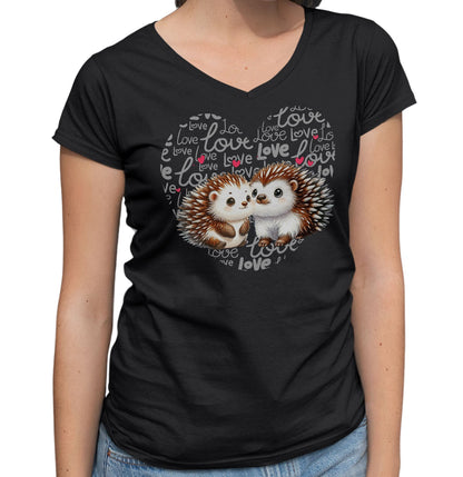 Porcupine Love Heart - Women's V-Neck T-Shirt
