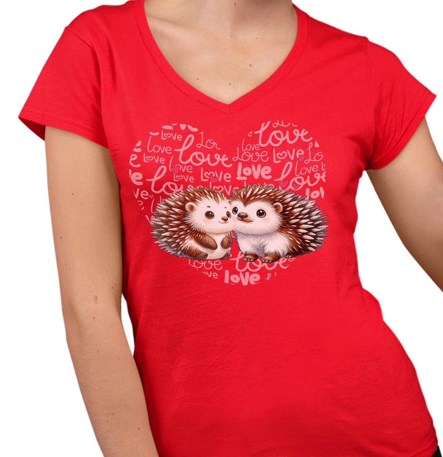 Porcupine Love Heart - Women's V-Neck T-Shirt