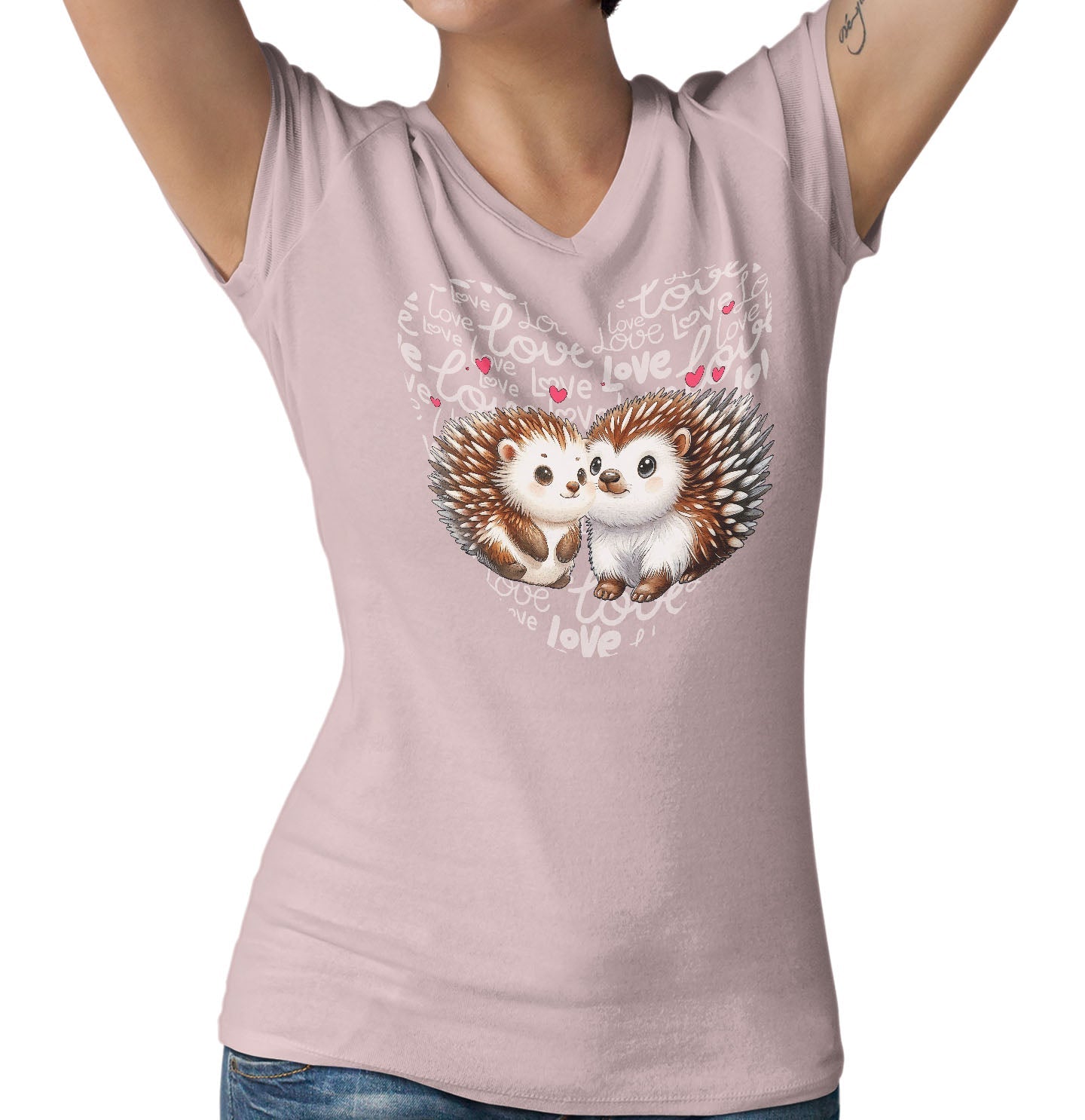 Porcupine Love Heart - Women's V-Neck T-Shirt