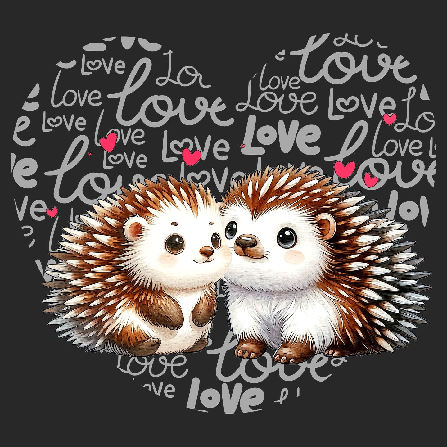 Porcupine Love Heart - Adult Unisex Hoodie Sweatshirt