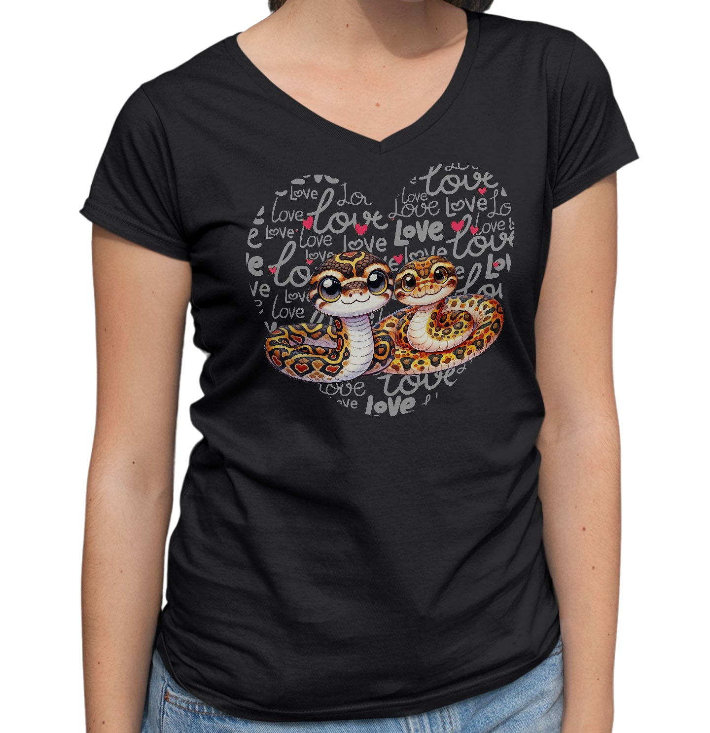 Python Love Heart - Women's V-Neck T-Shirt