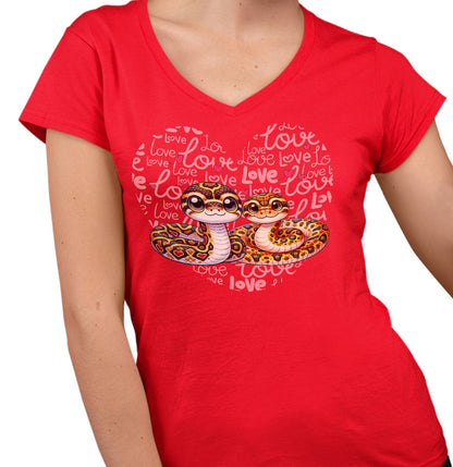 Python Love Heart - Women's V-Neck T-Shirt