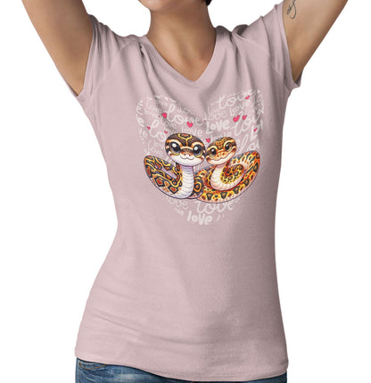 Python Love Heart - Women's V-Neck T-Shirt