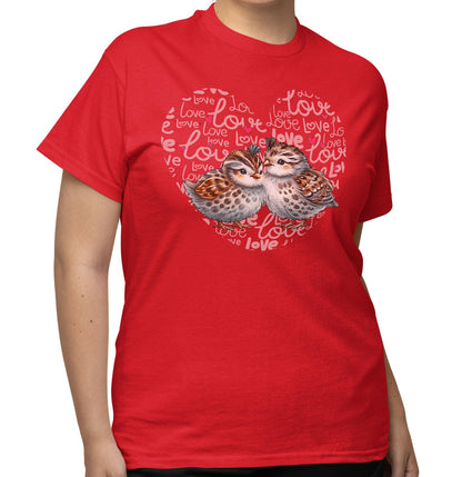 Quail Love Heart - Adult Unisex T-Shirt