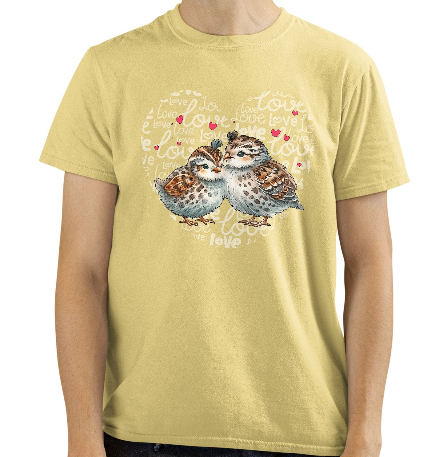 Quail Love Heart - Adult Unisex T-Shirt