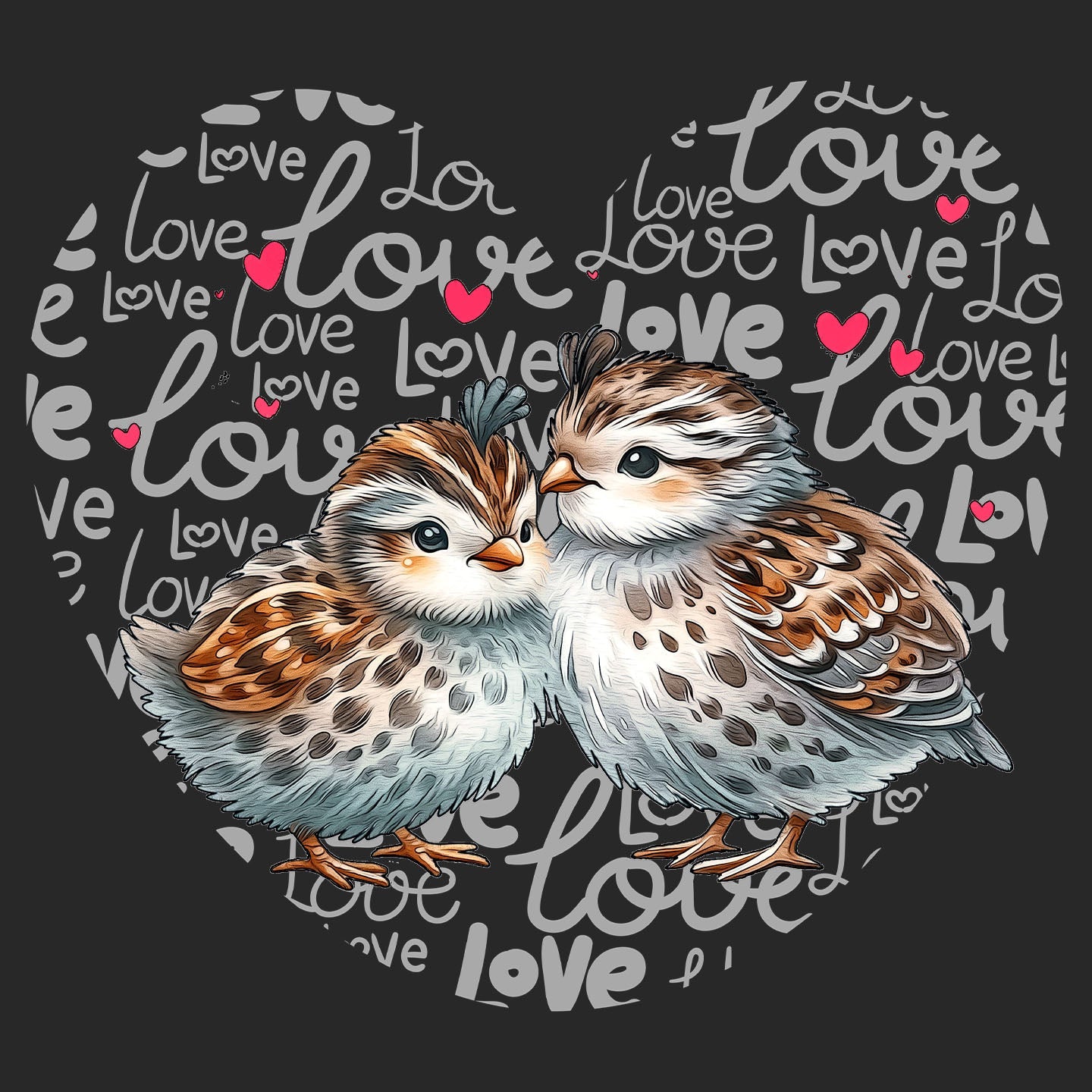 Quail Love Heart - Kids' Unisex Hoodie Sweatshirt