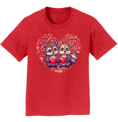 Raccoon Love Heart - Kids' Unisex T-Shirt