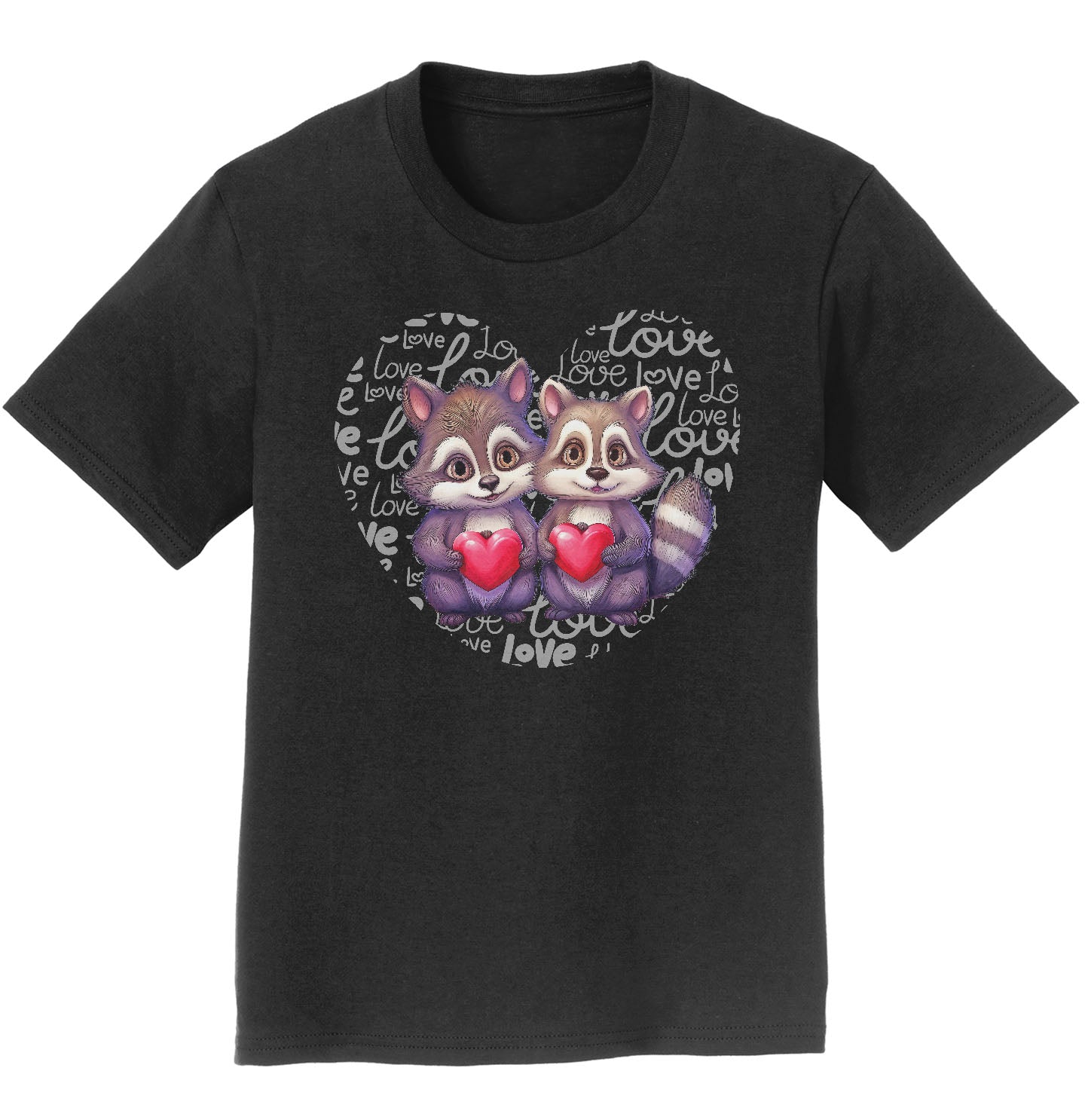 Raccoon Love Heart - Kids' Unisex T-Shirt