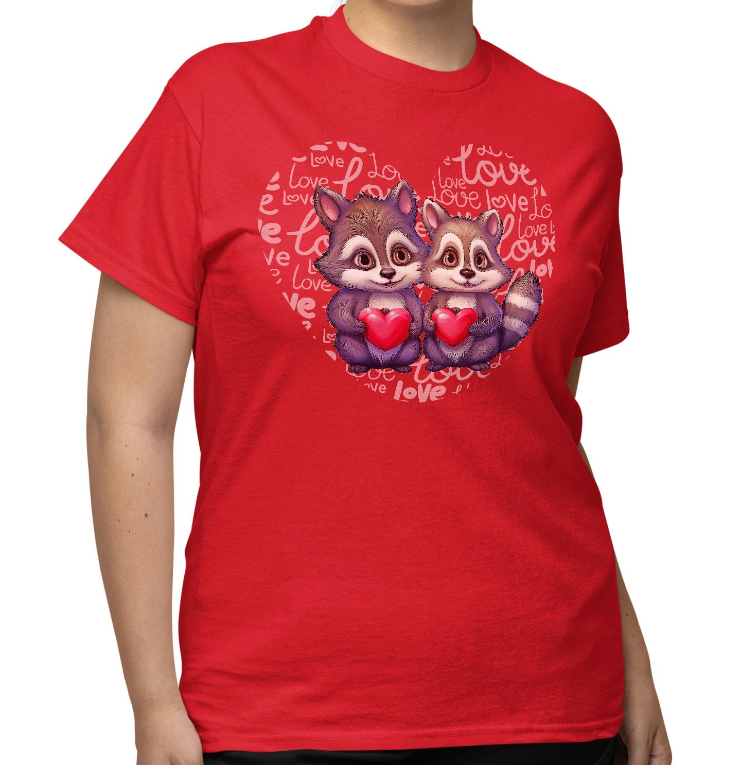 Raccoon Love Heart - Adult Unisex T-Shirt