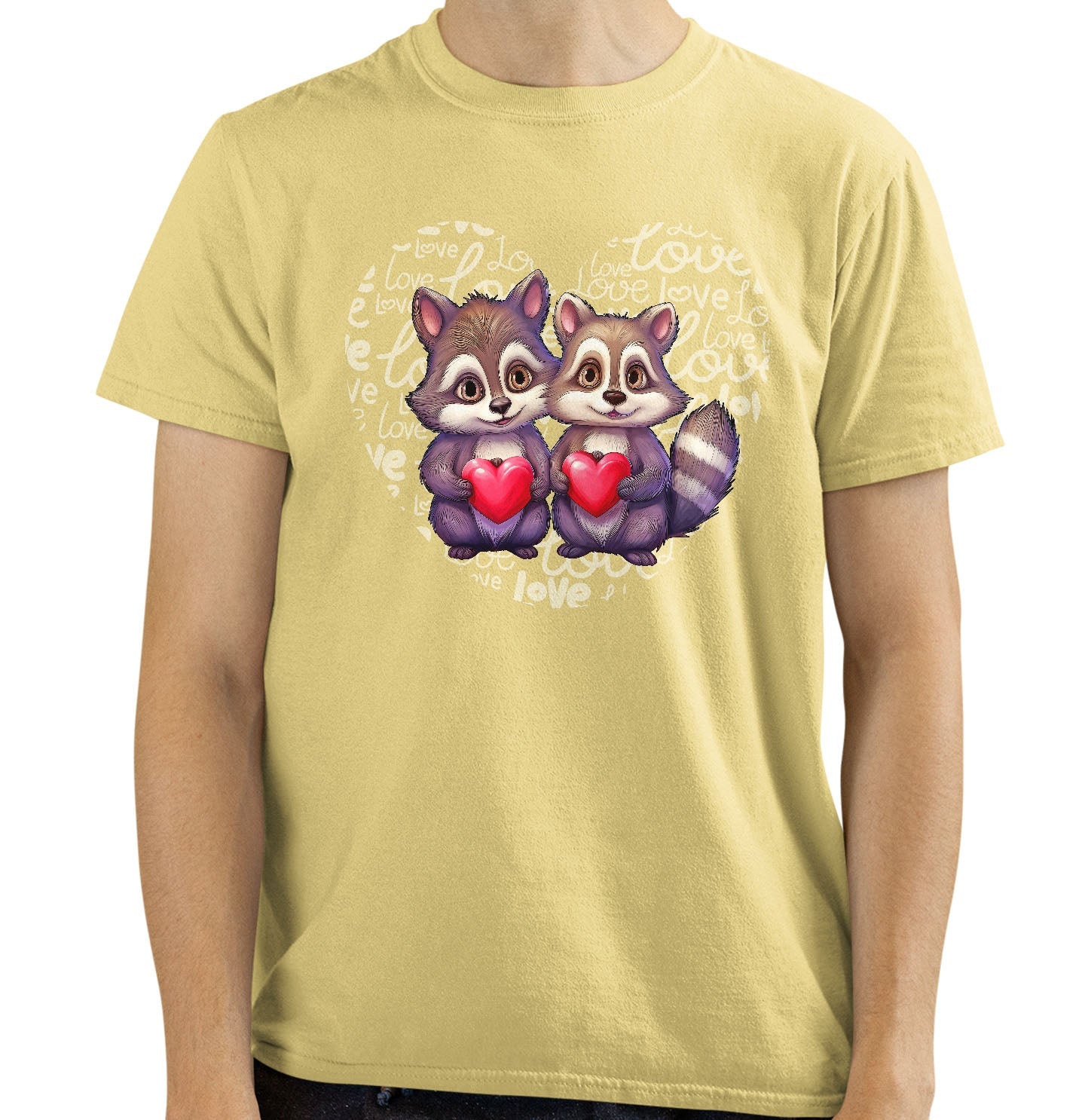 Raccoon Love Heart - Adult Unisex T-Shirt