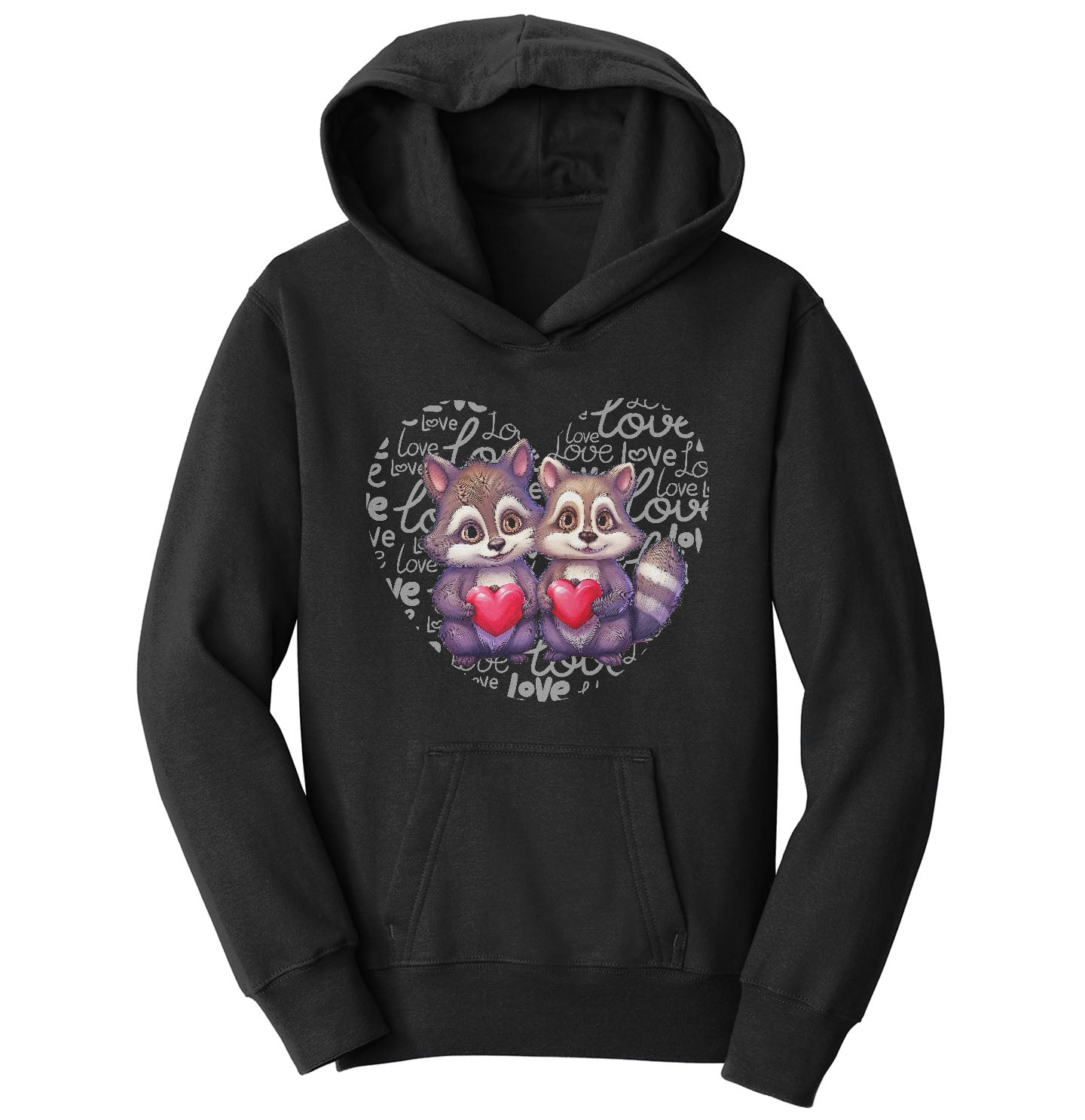 Raccoon Love Heart - Kids' Unisex Hoodie Sweatshirt