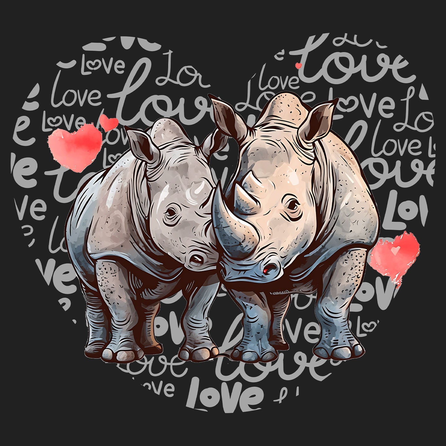 Rhinoceros Love Heart - Women's V-Neck T-Shirt