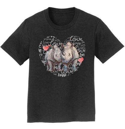 Rhinoceros Love Heart - Kids' Unisex T-Shirt