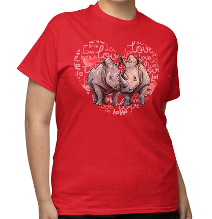 Rhinoceros Love Heart - Adult Unisex T-Shirt