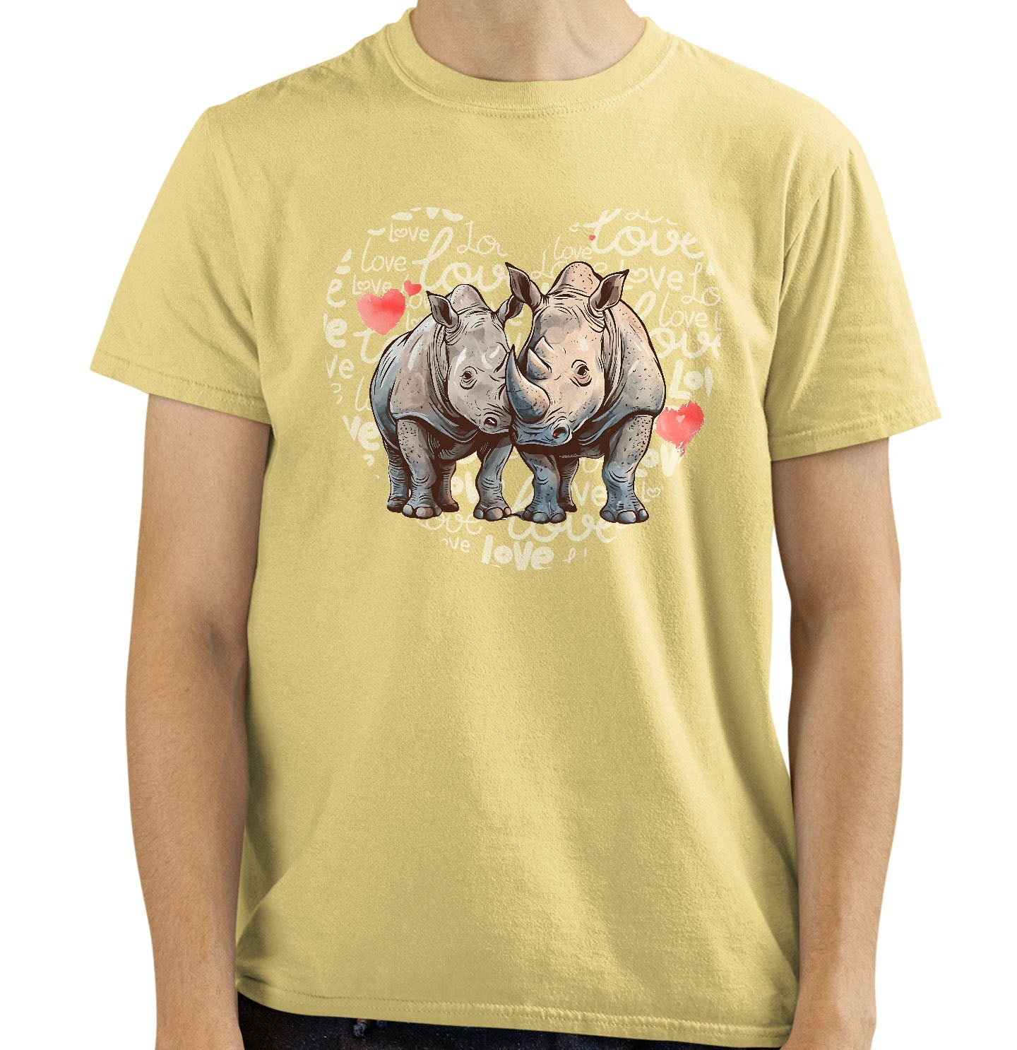 Rhinoceros Love Heart - Adult Unisex T-Shirt