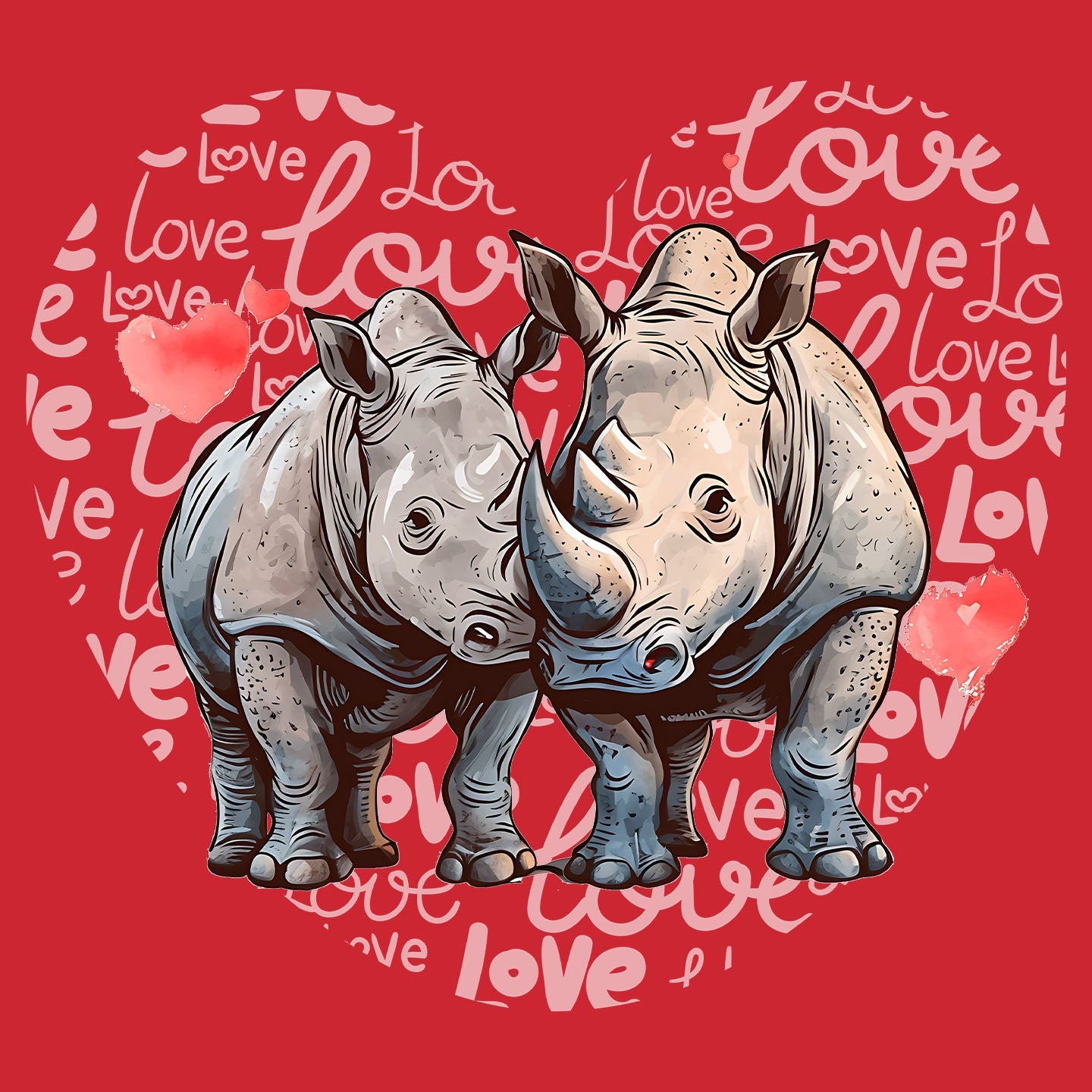 Rhinoceros Love Heart - Kids' Unisex T-Shirt