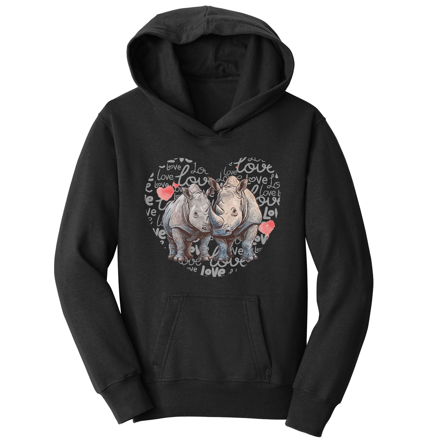 Rhinoceros Love Heart - Kids' Unisex Hoodie Sweatshirt