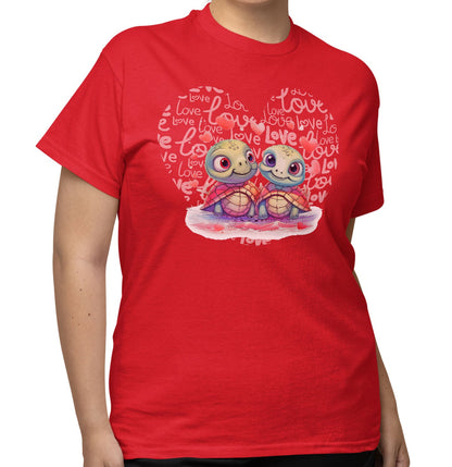 Sea Turtle Love Heart - Adult Unisex T-Shirt