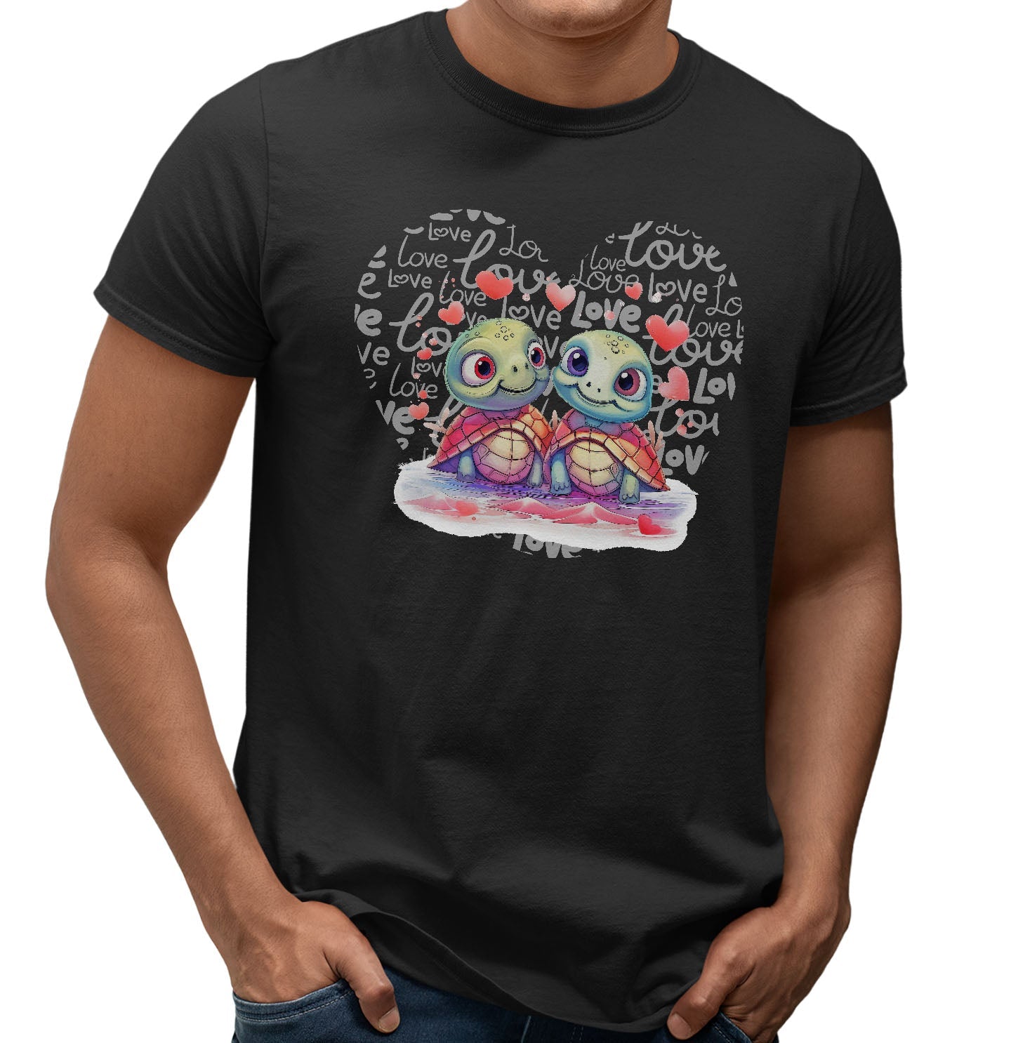 Sea Turtle Love Heart - Adult Unisex T-Shirt