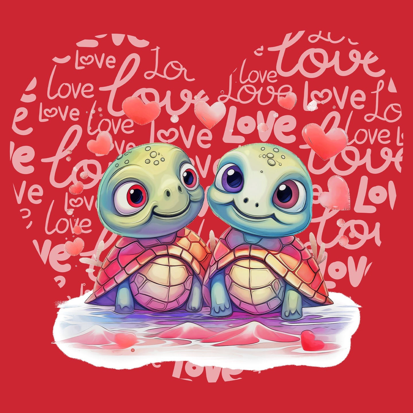Sea Turtle Love Heart - Kids' Unisex T-Shirt