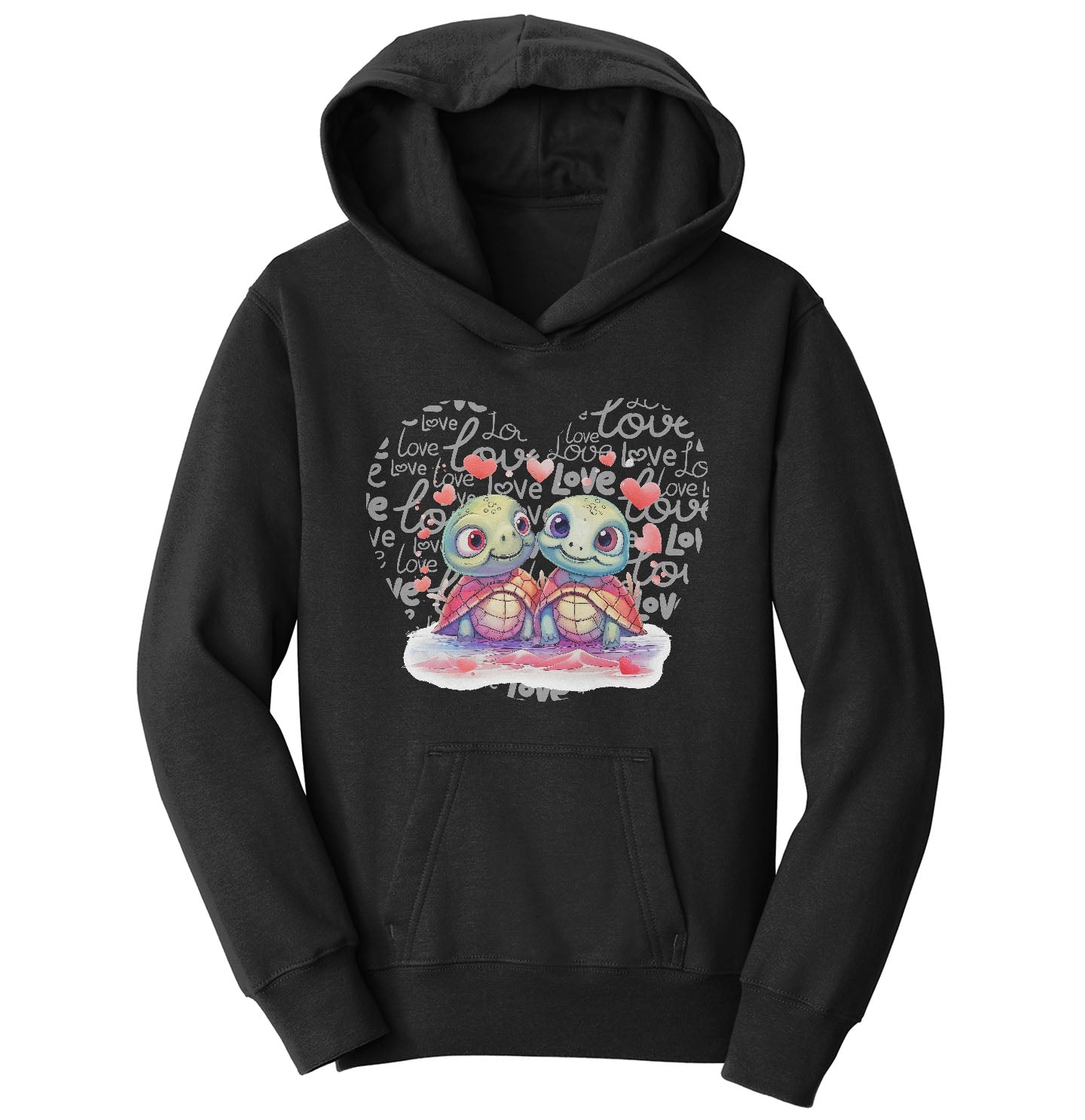 Sea Turtle Love Heart - Kids' Unisex Hoodie Sweatshirt