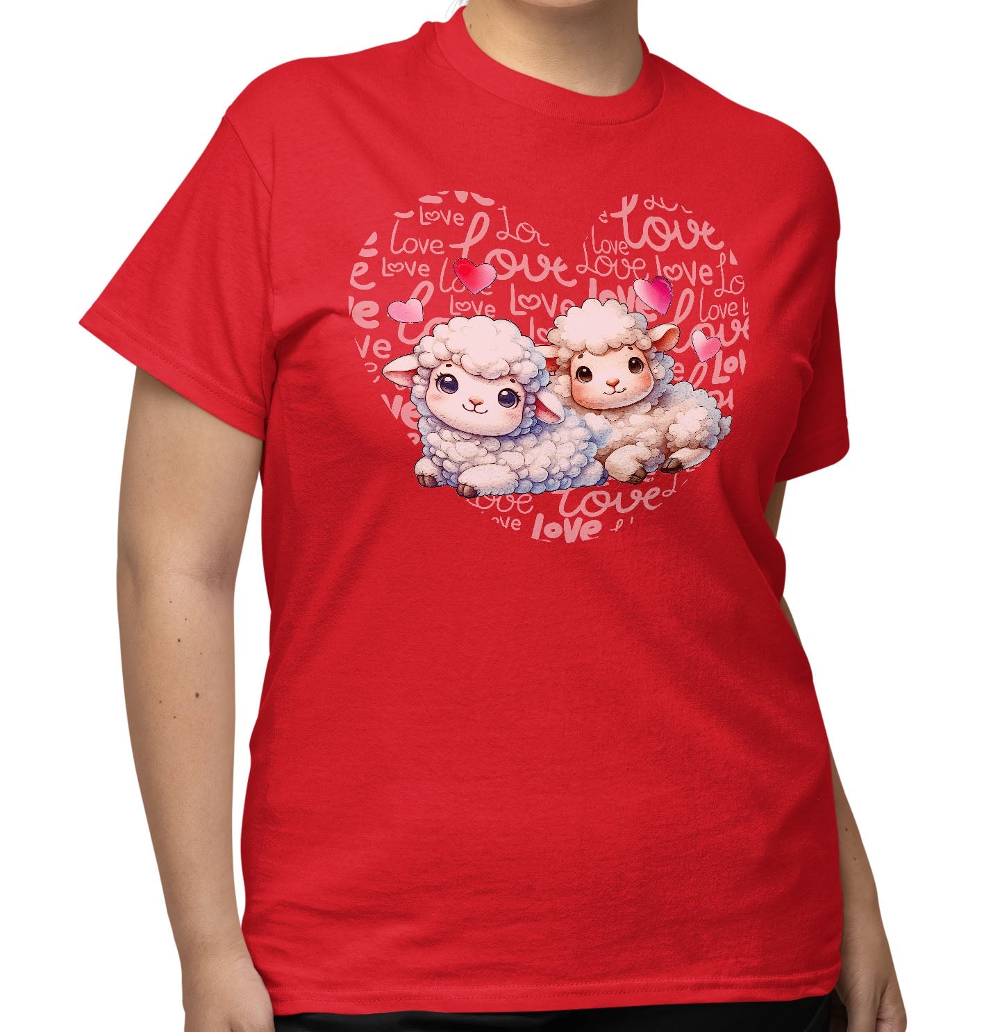 Sheep Love Heart - Adult Unisex T-Shirt