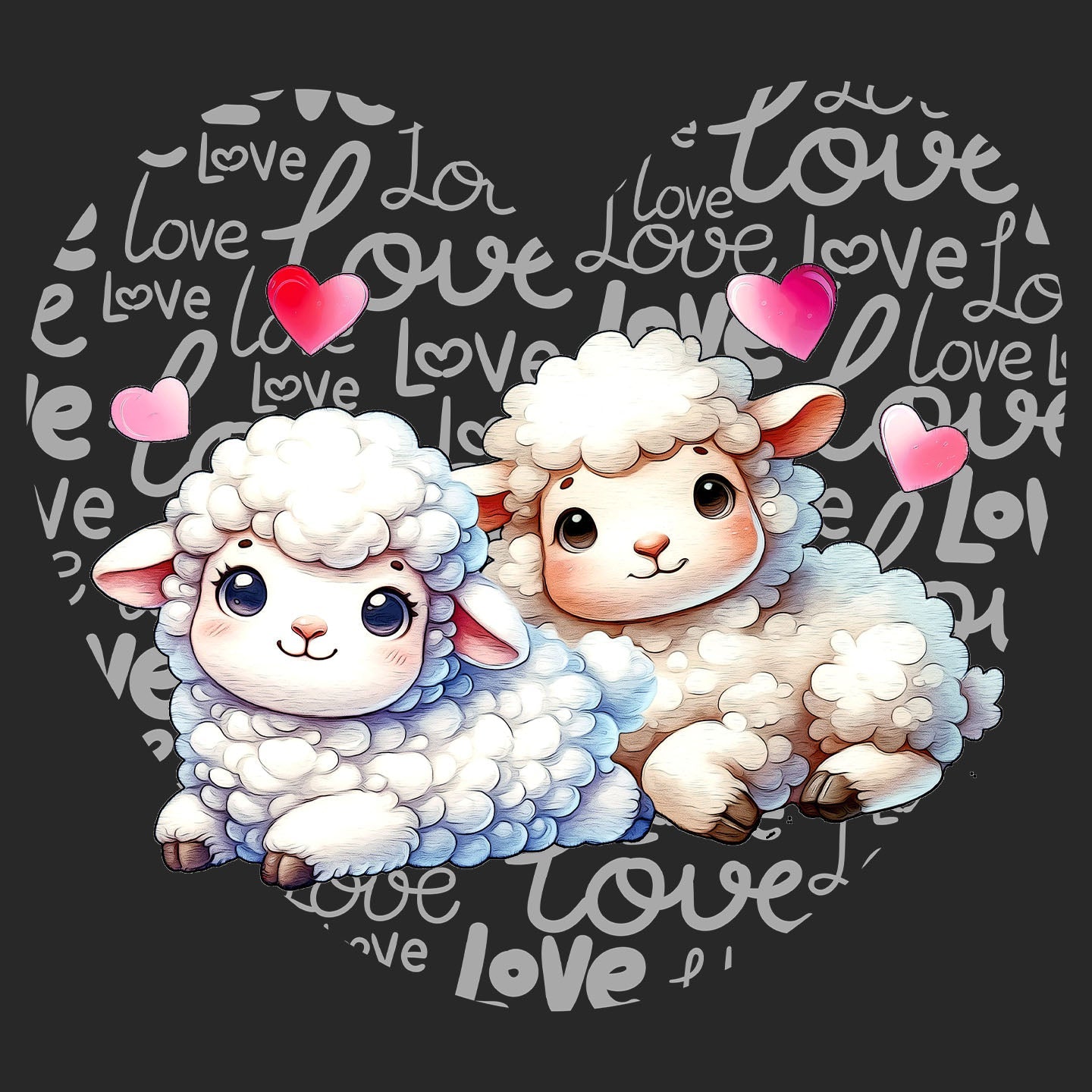 Sheep Love Heart - Kids' Unisex Hoodie Sweatshirt