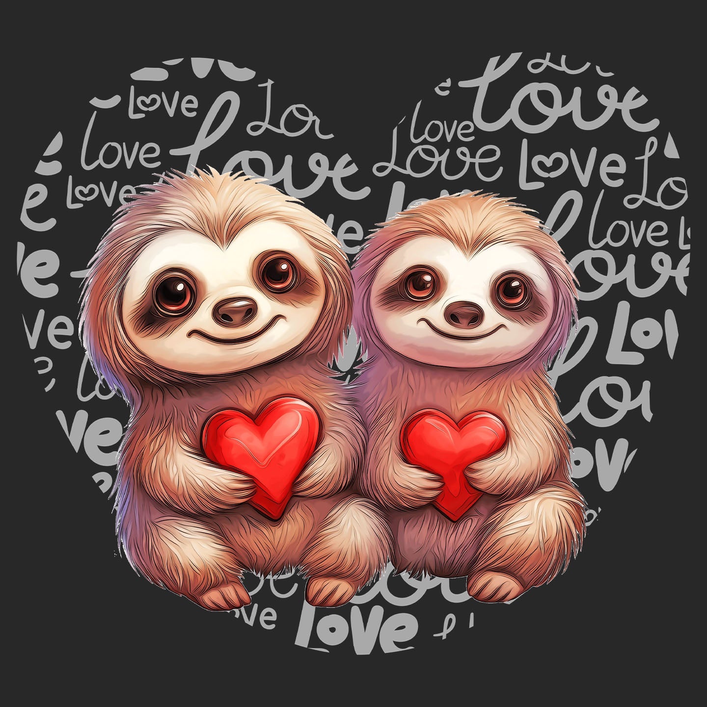 Sloth Love Heart - Adult Unisex Hoodie Sweatshirt