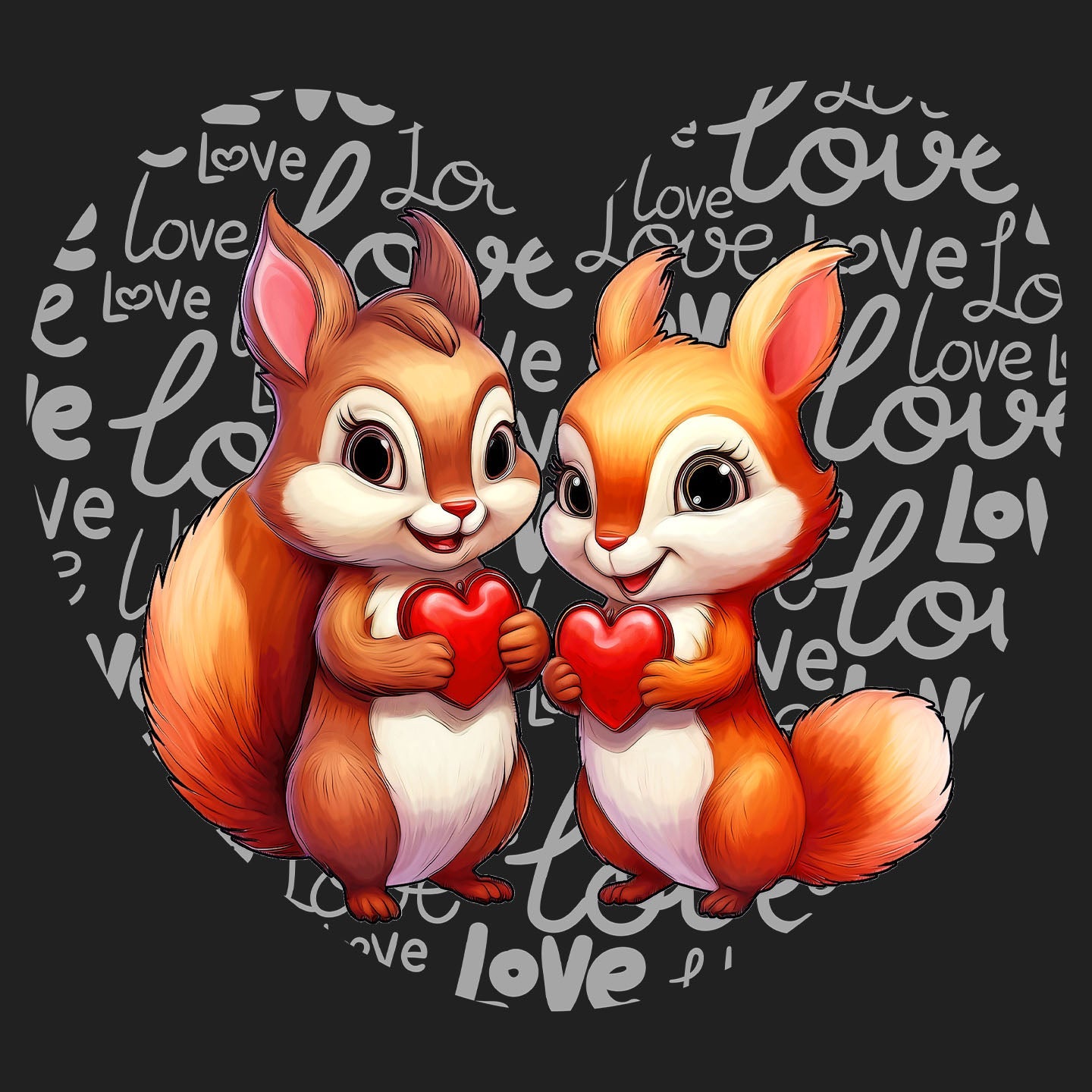 Squirrel Love Heart - Women's V-Neck T-Shirt
