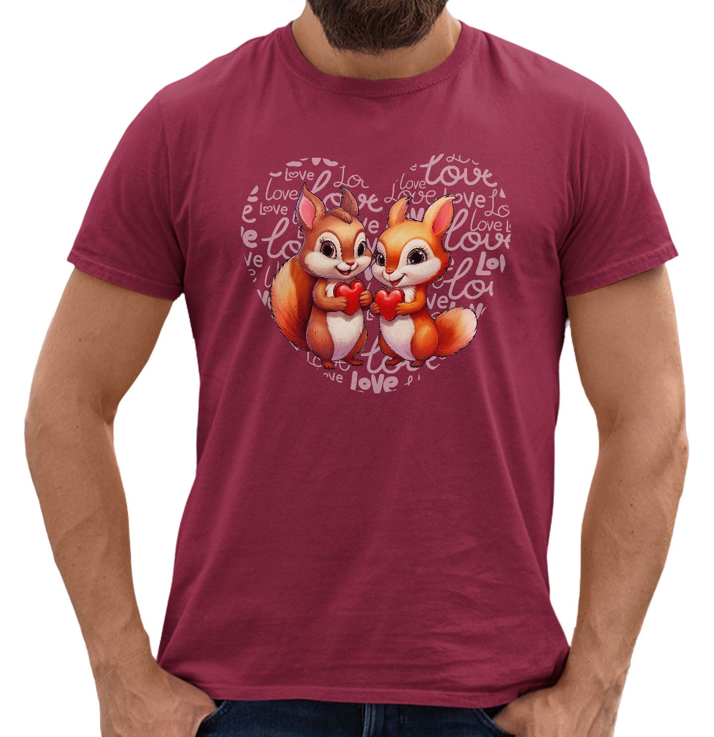 Squirrel Love Heart - Adult Unisex T-Shirt