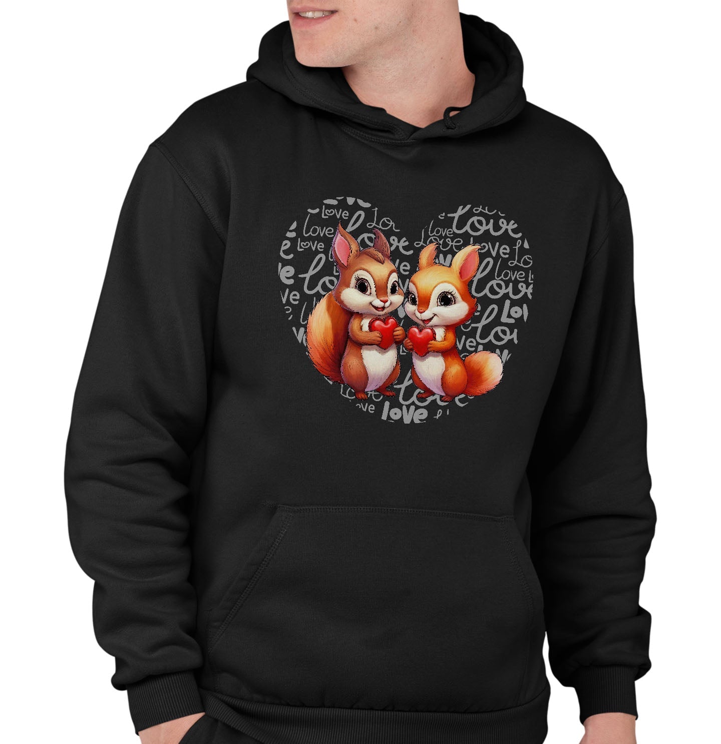 Squirrel Love Heart - Adult Unisex Hoodie Sweatshirt