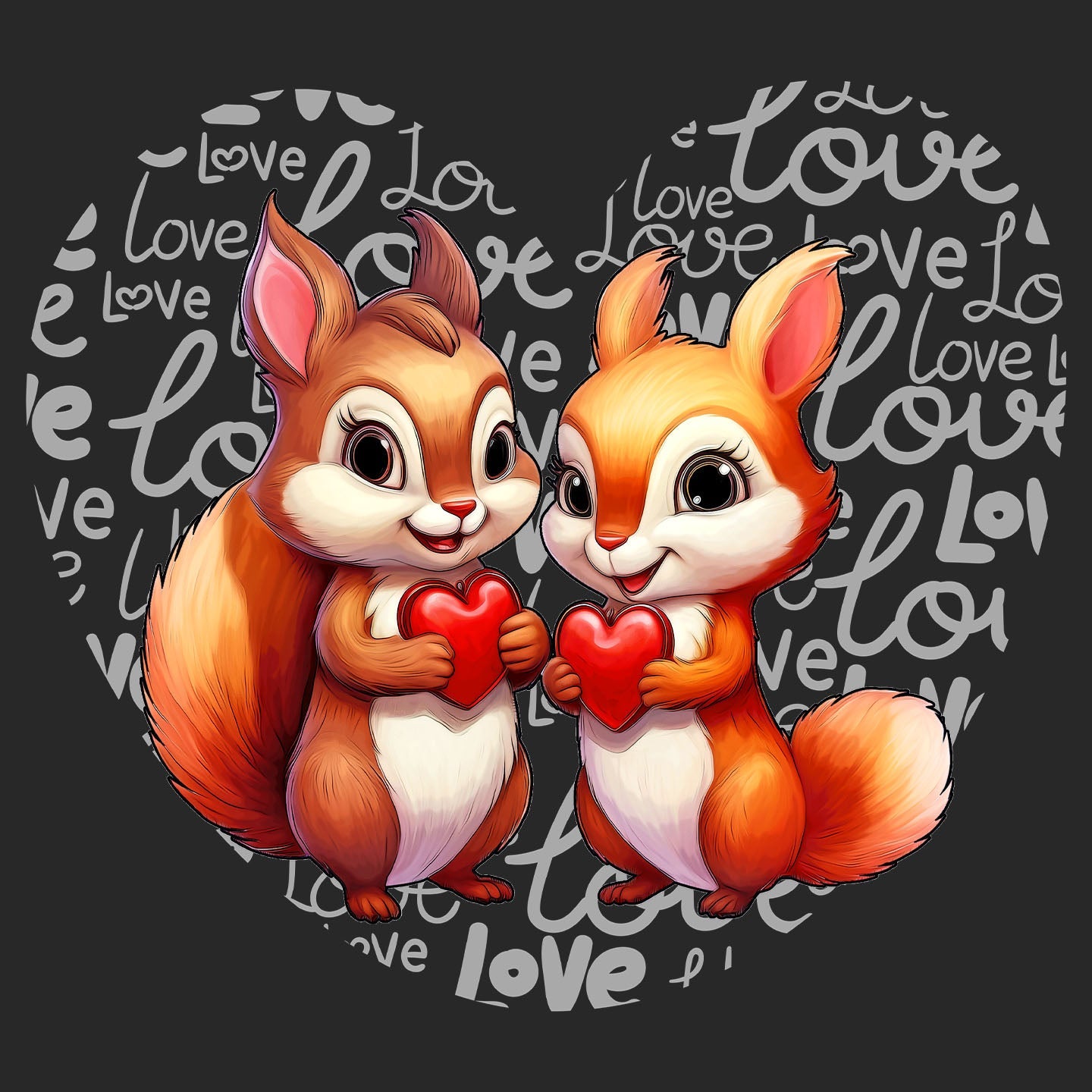 Squirrel Love Heart - Adult Unisex Hoodie Sweatshirt