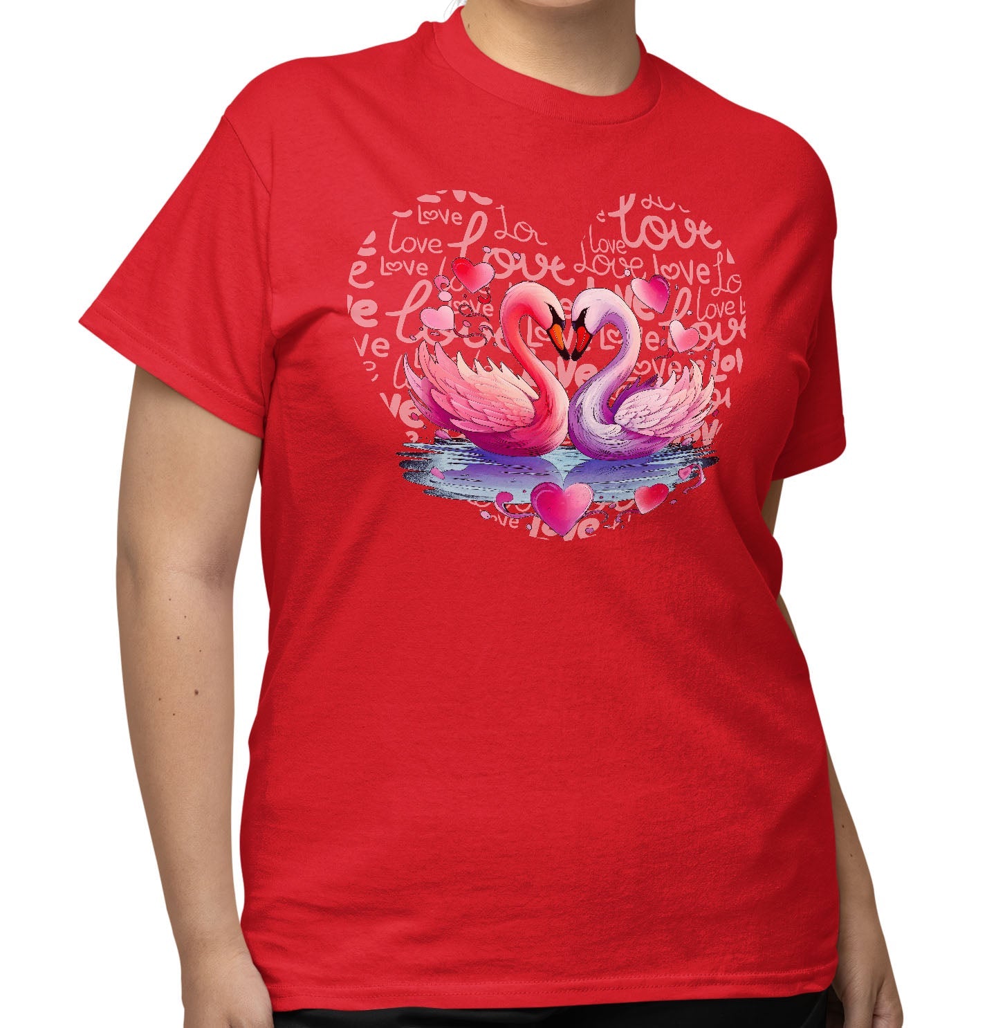 Swan Love Heart - Adult Unisex T-Shirt