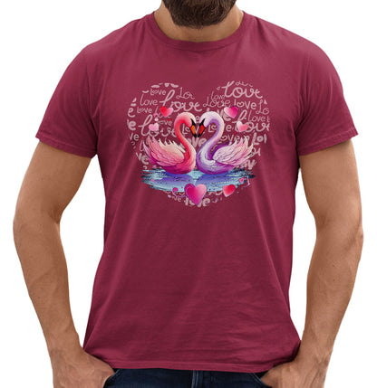 Swan Love Heart - Adult Unisex T-Shirt