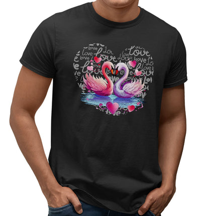 Swan Love Heart - Adult Unisex T-Shirt