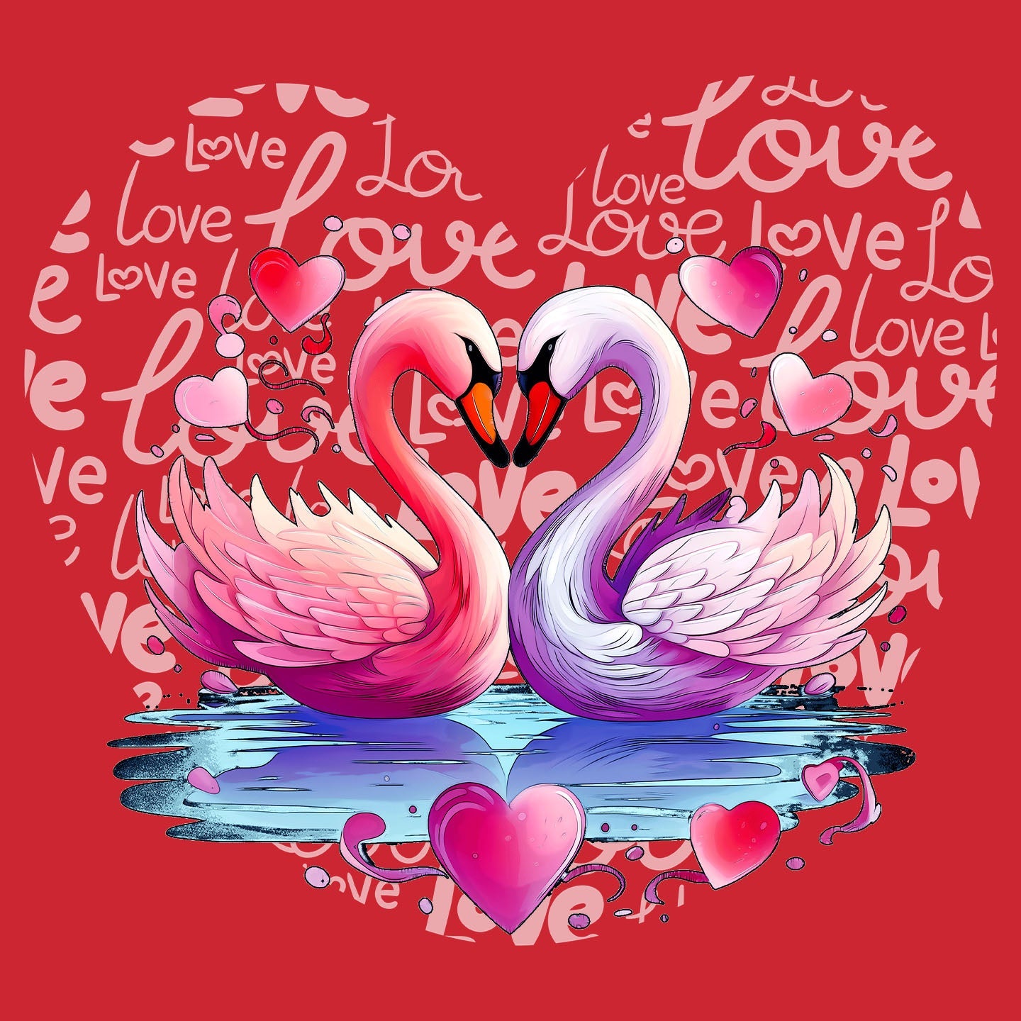 Swan Love Heart - Kids' Unisex T-Shirt