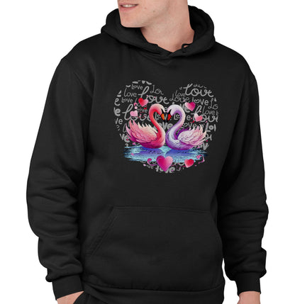 Swan Love Heart - Adult Unisex Hoodie Sweatshirt