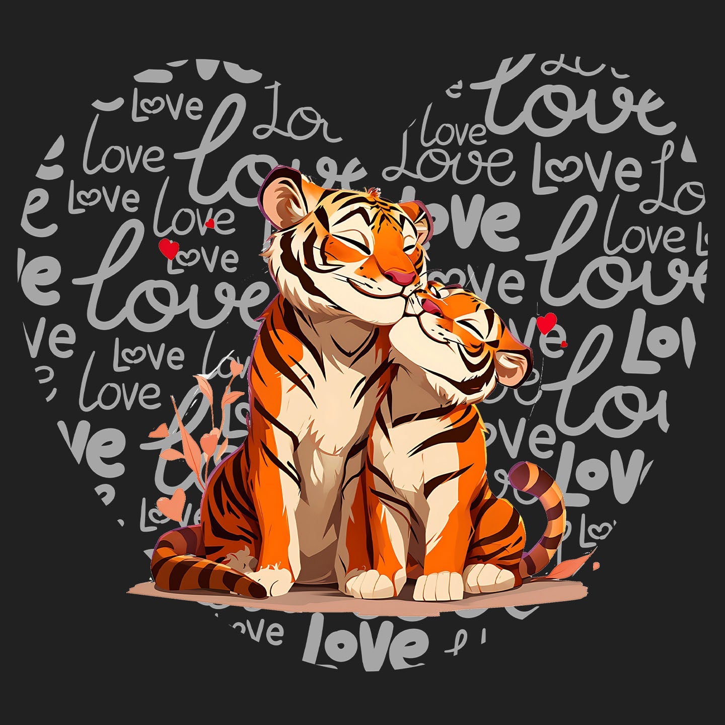 Tiger Love Heart - Women's V-Neck T-Shirt