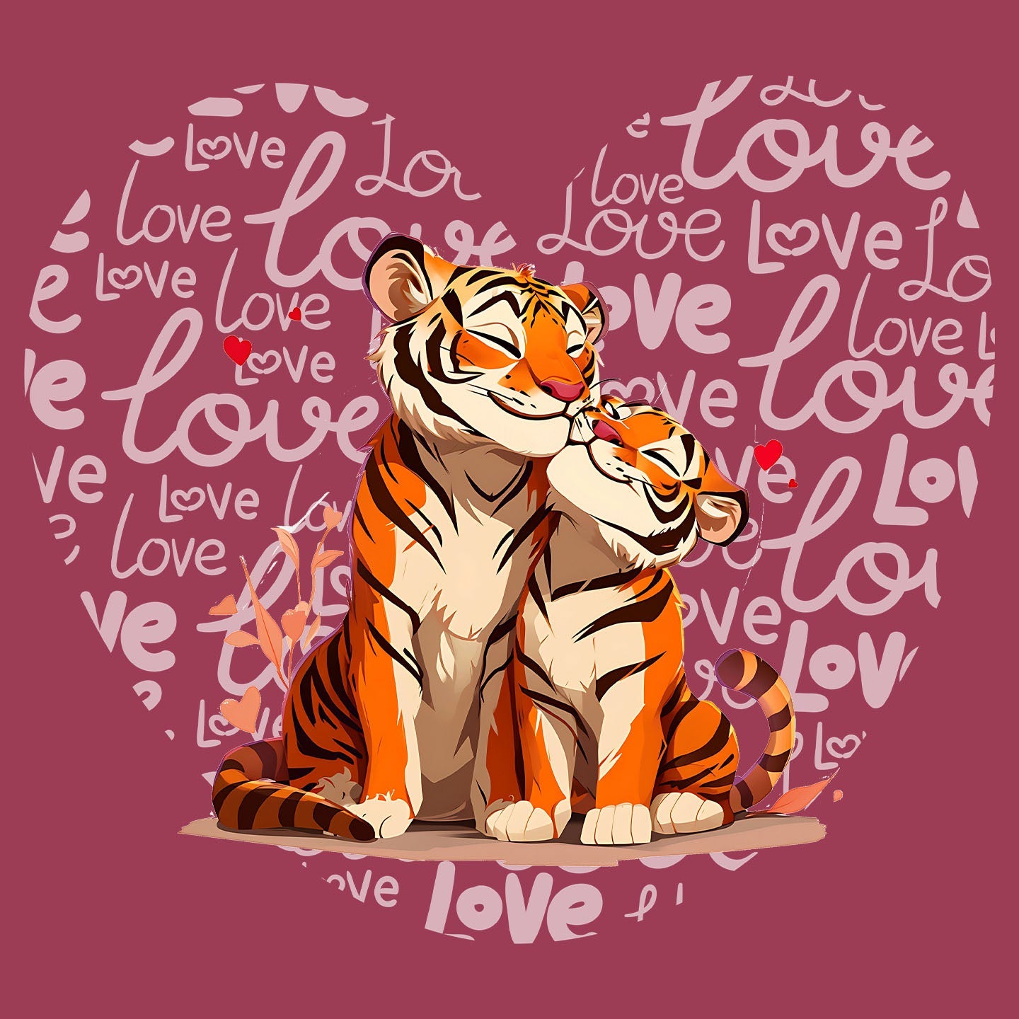 Tiger Love Heart - Adult Unisex T-Shirt