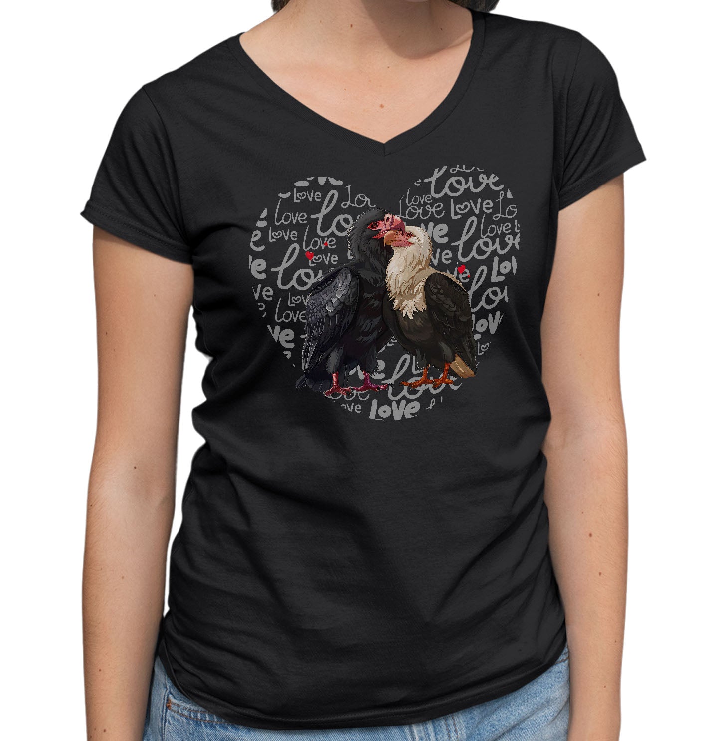 Vulture Love Heart - Women's V-Neck T-Shirt