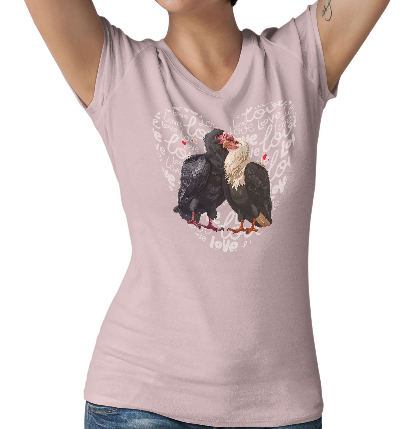 Vulture Love Heart - Women's V-Neck T-Shirt