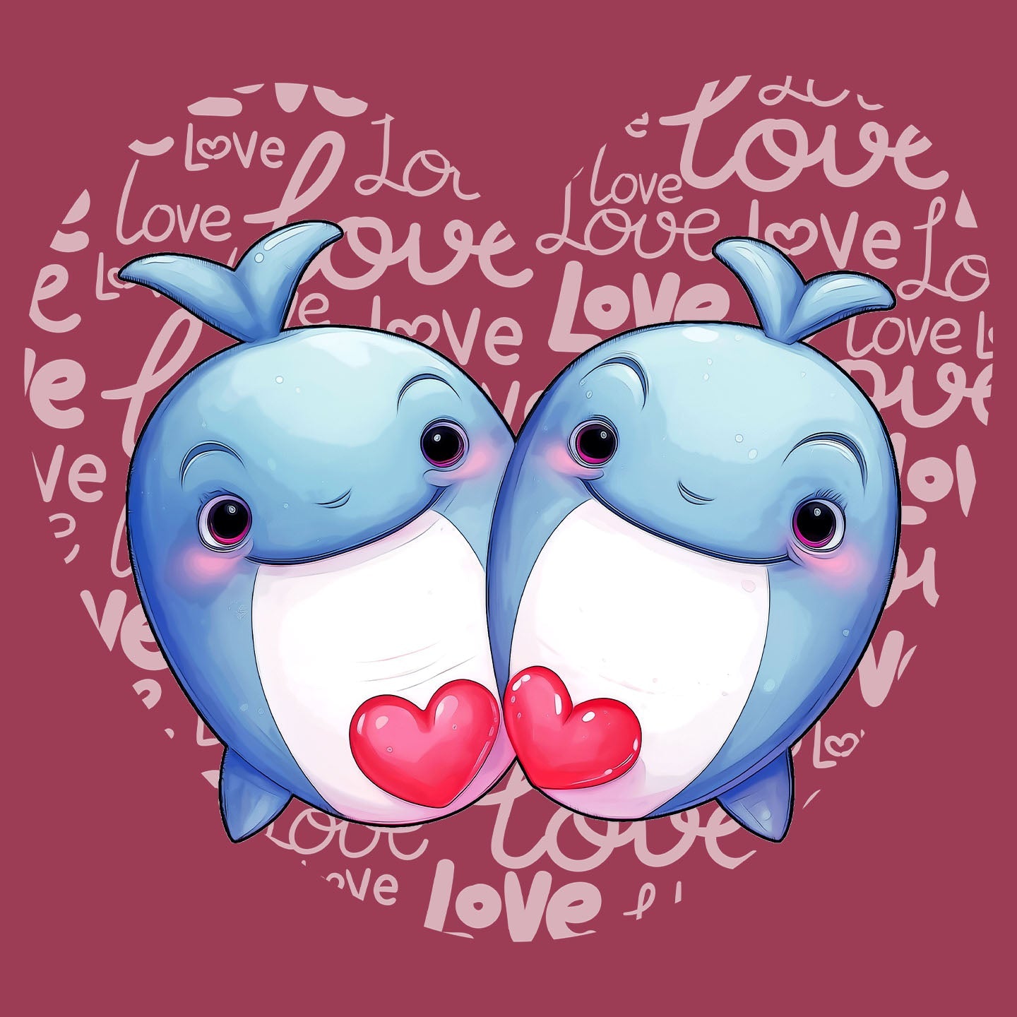 Whale Love Heart - Adult Unisex T-Shirt