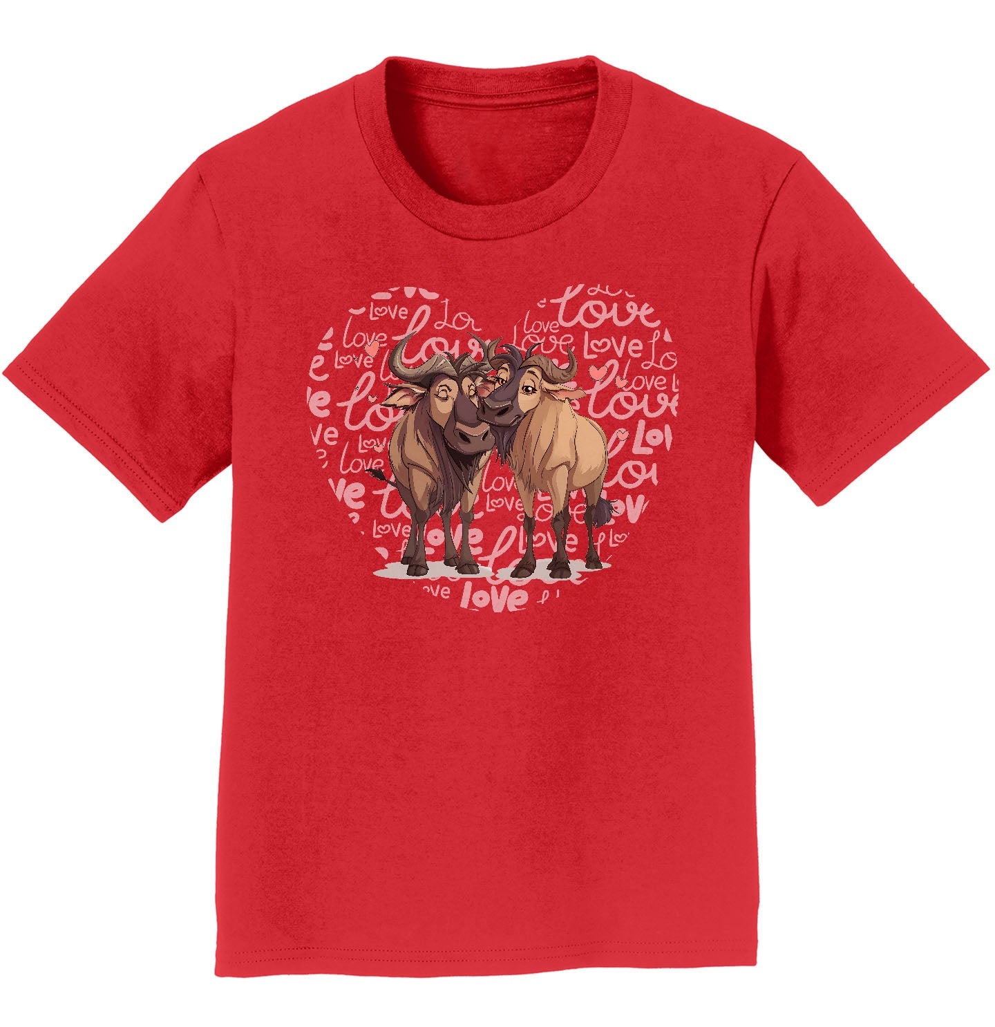 Wildebeest Love Heart - Kids' Unisex T-Shirt