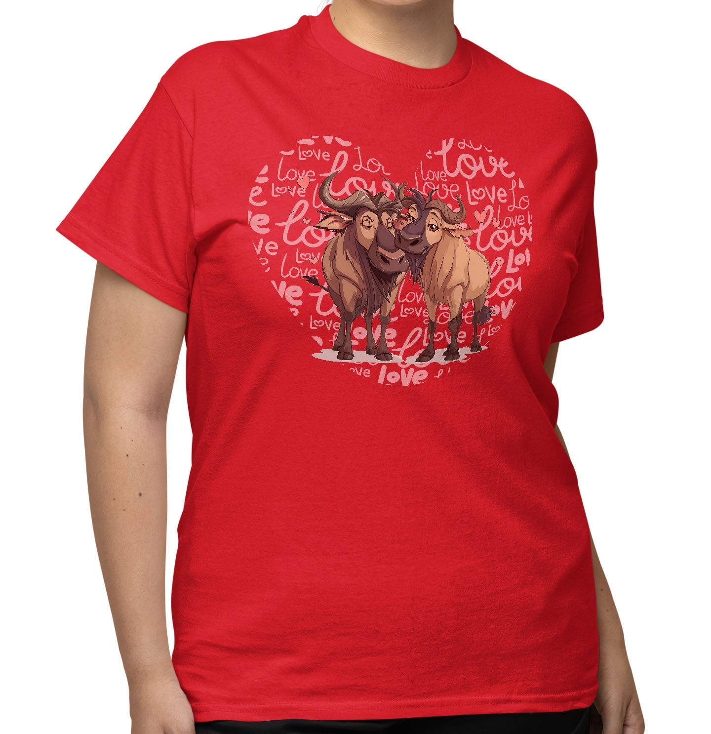 Wildebeest Love Heart - Adult Unisex T-Shirt