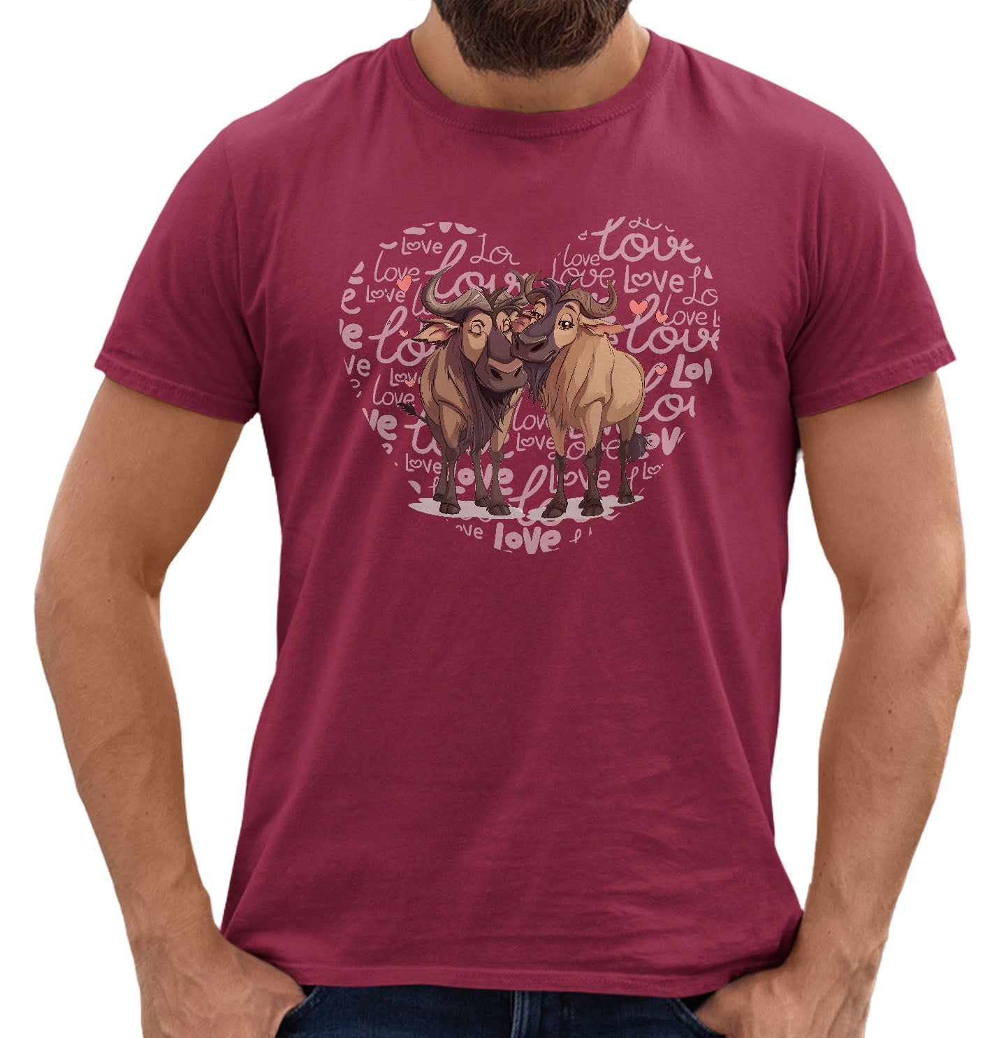 Wildebeest Love Heart - Adult Unisex T-Shirt