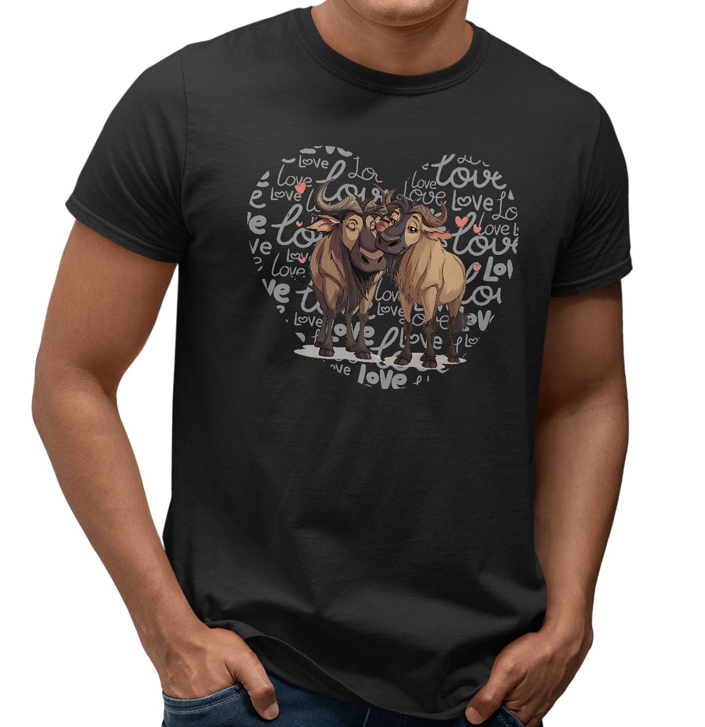 Wildebeest Love Heart - Adult Unisex T-Shirt