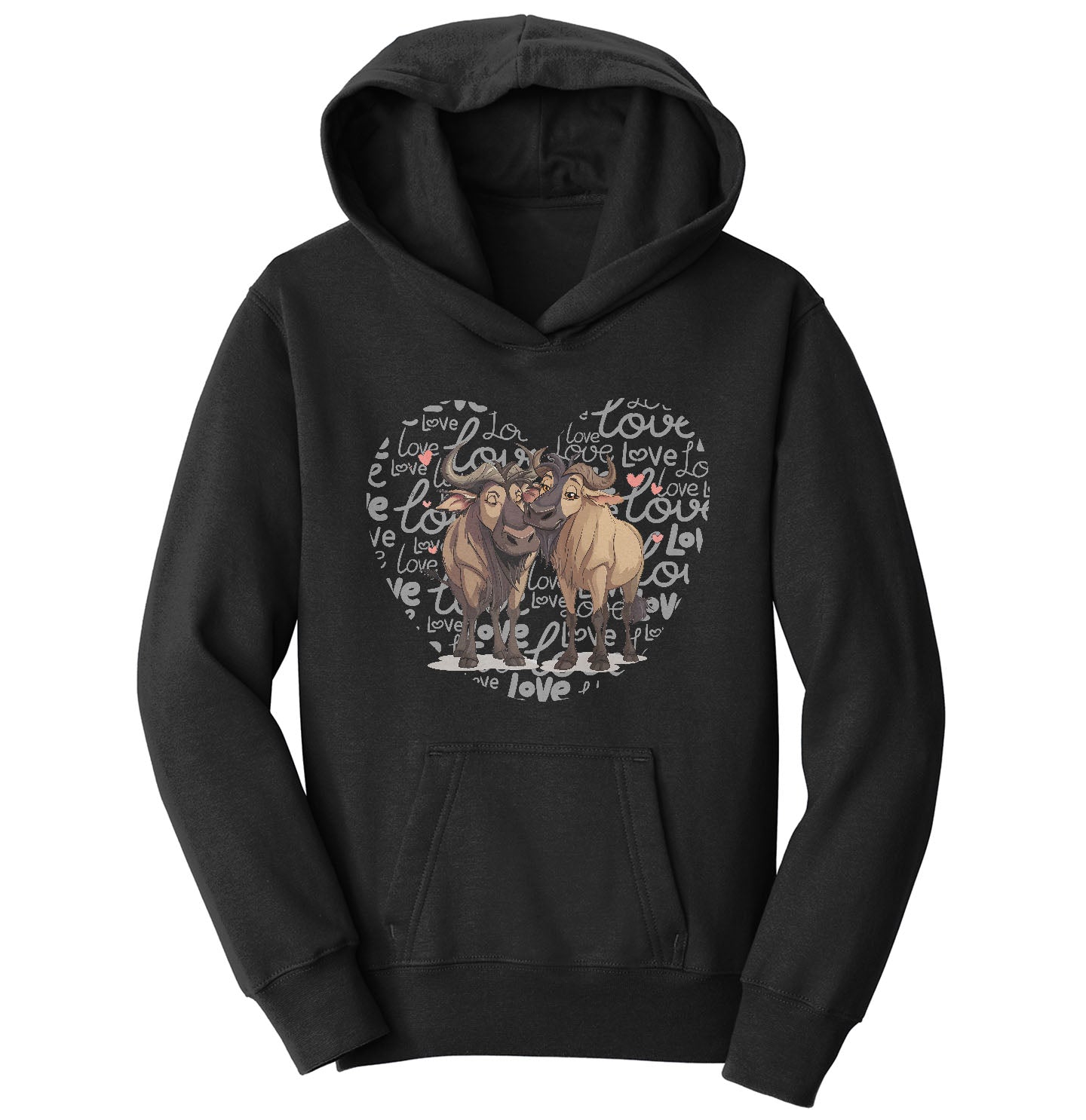 Wildebeest Love Heart - Kids' Unisex Hoodie Sweatshirt