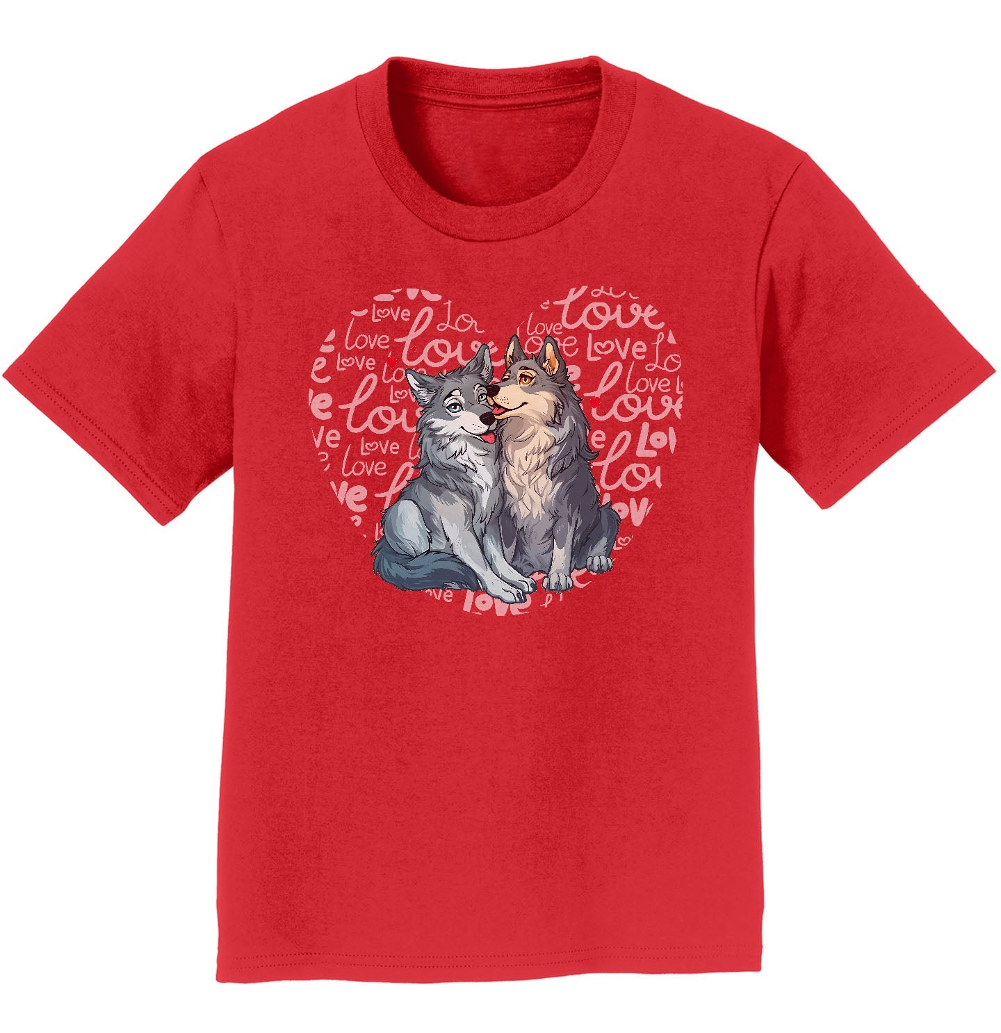 Wolf Love Heart - Kids' Unisex T-Shirt