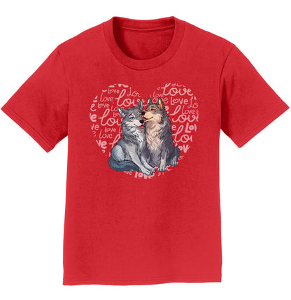 Wolf Love Heart - Kids' Unisex T-Shirt