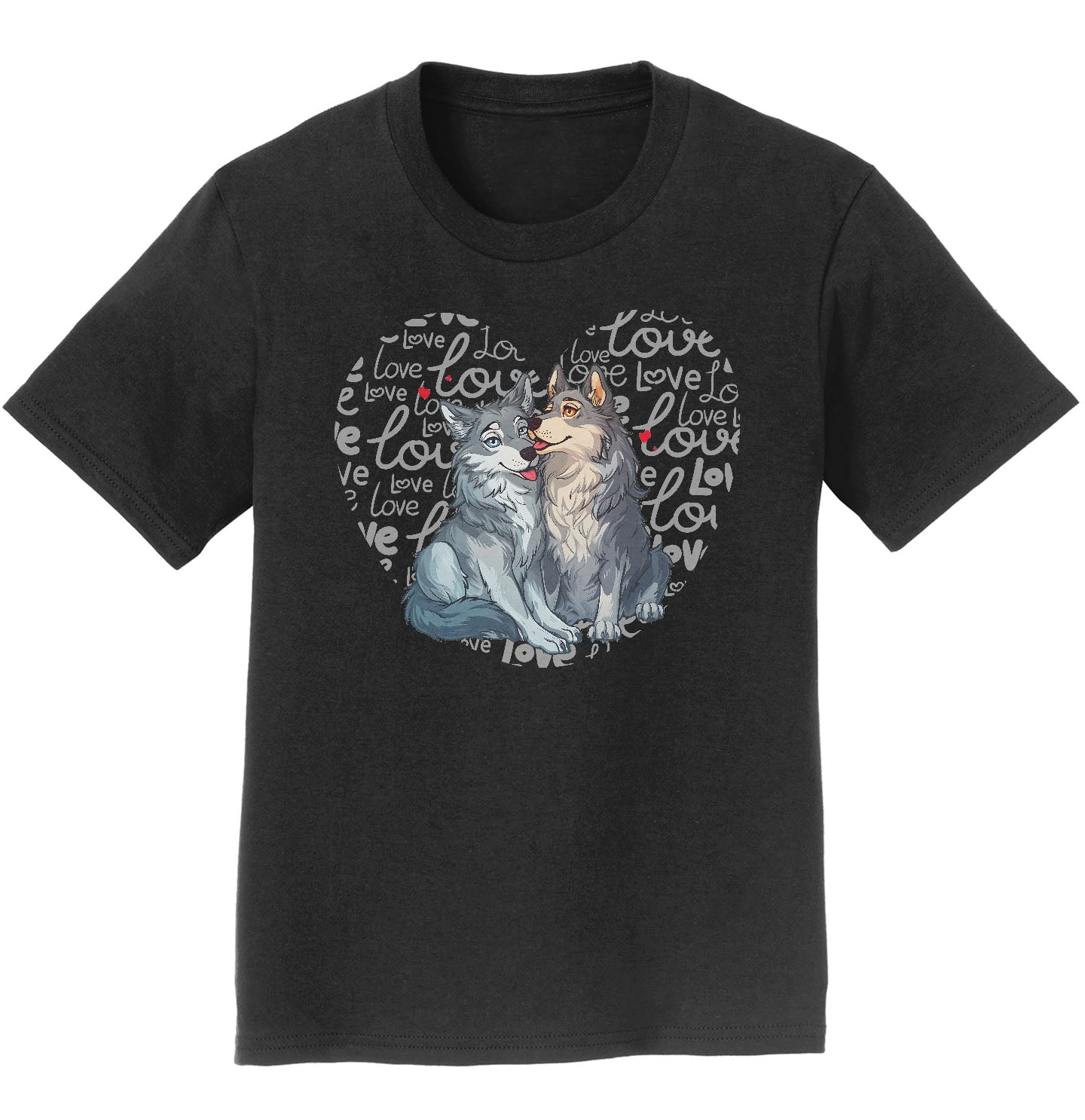 Wolf Love Heart - Kids' Unisex T-Shirt